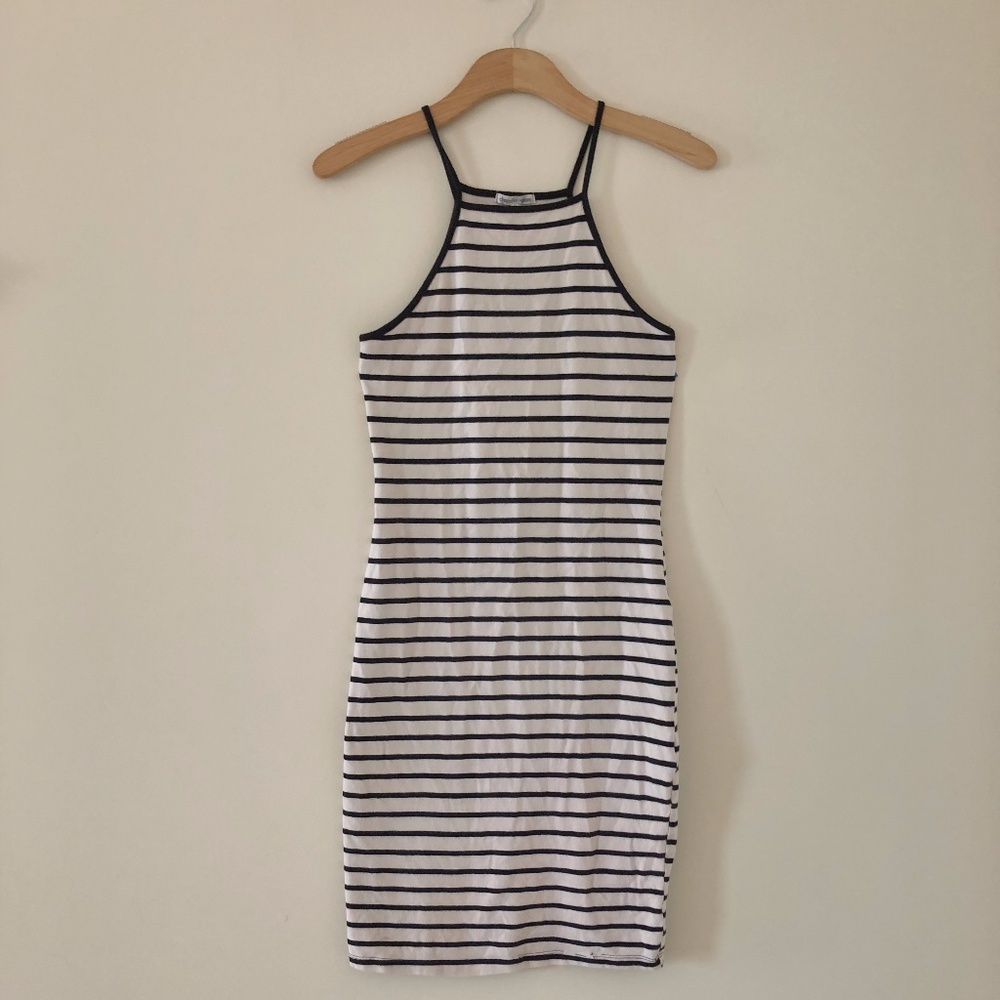 Black and White Striped Bodycon Dress